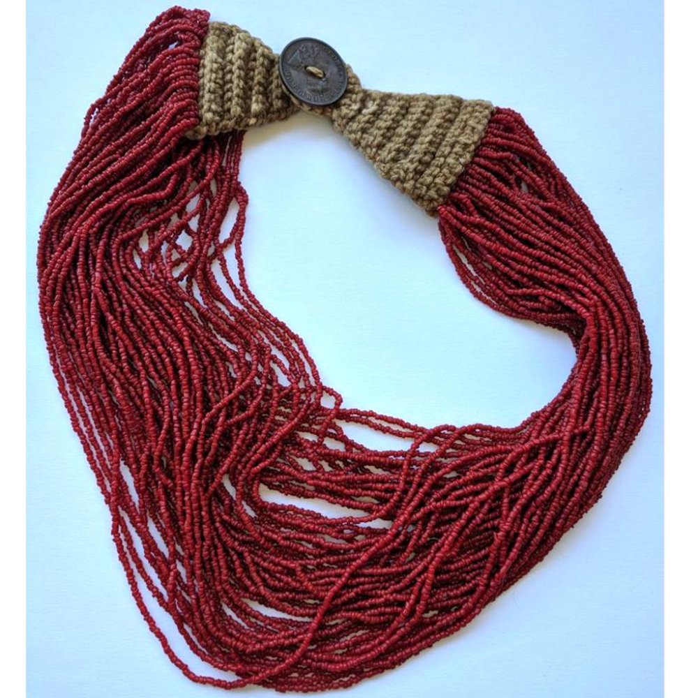 Multi Strand beaded collar necklace with macrame